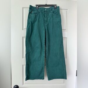 Judy Blue Wide Leg Crop Jeans Dark Green